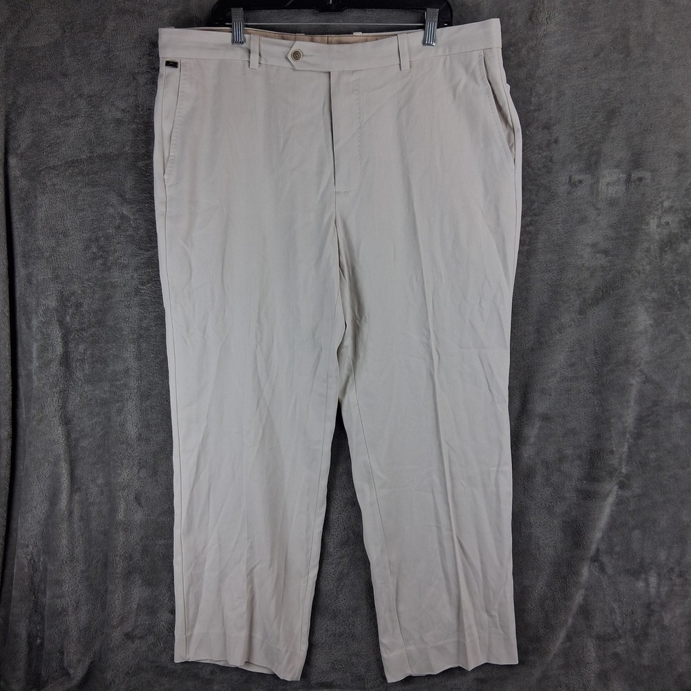 New Tommy Bahama Flying Fishbone Silk Cotton Pants Mens 38x30 Beige Herringbone